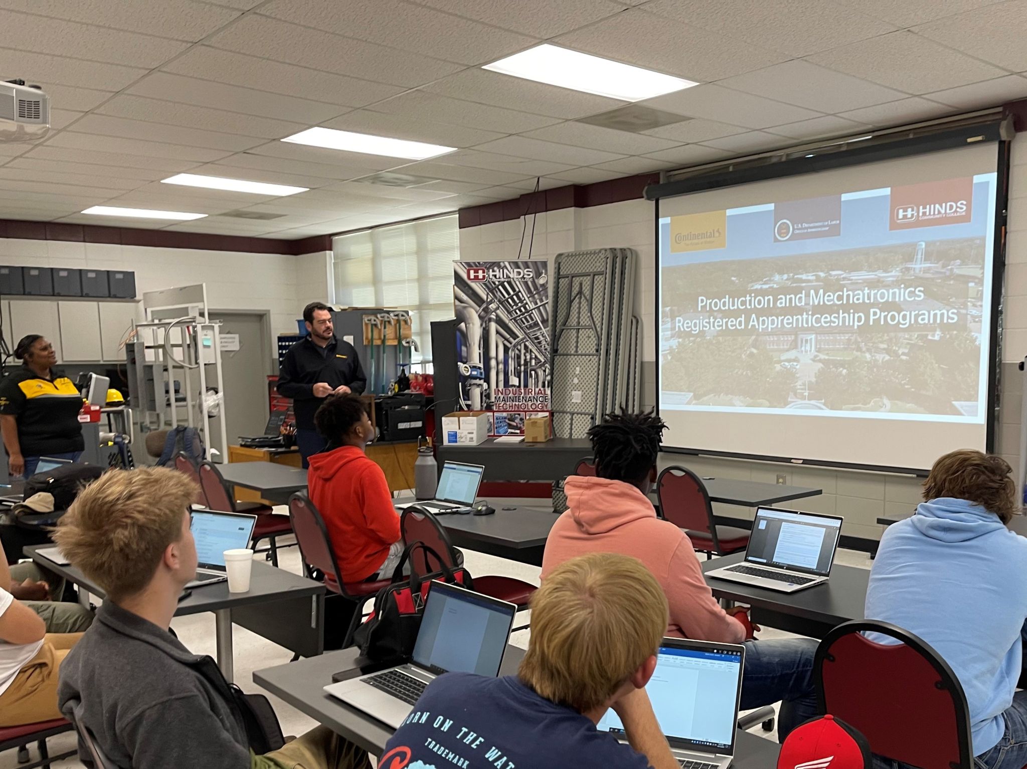 Continental Tire presents to Electro-Mechanical Technology Students at Hinds Community College