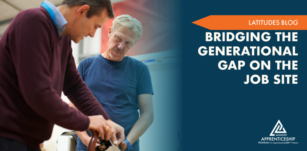 Two men of different generations collaborate on a task