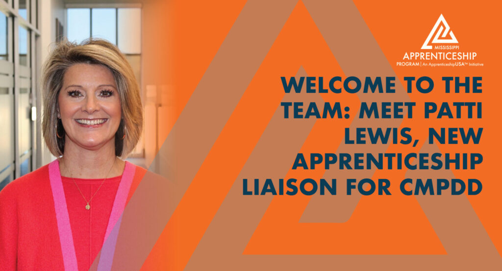 Graphic announcing Patti Lewis as new Apprenticeship Liaison for CMPDD.