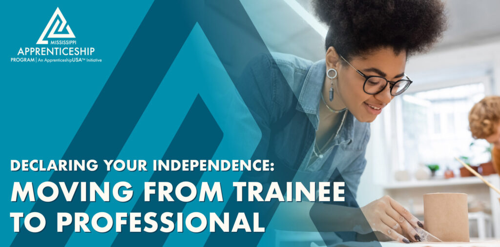 Mississippi Apprenticeship Program banner with woman working on pottery.