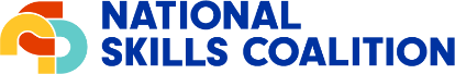 Logo for National Skills Coalition with colorful interlocking abstract shapes.